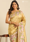 Light Gold Floral EmbroideRed Tissue Saree - Taashi
