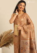 Copper Floral Woven Tussar Saree - Taashi