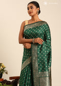 Dark Green Butta Woven Tussar Saree - Taashi