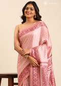 Dusty Pink Butti Printed Art Tussar Matka Silk Saree - Taashi