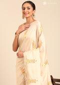 Cream Fancy Embroidery Tussar Saree - Taashi