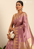 Mauve Traditional Zari Woven Tussar Saree - Taashi