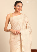 Cream Fancy Embroidery Tussar Saree - Taashi