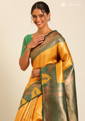 Mustard Tissue Brocade Weaving Silk Saree - Taashi