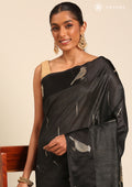 Black Jacquard Pattern Tussar Saree - Taashi