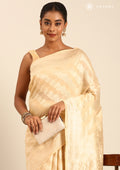 Pastel Beige Traditional Woven Tussar Saree - Taashi