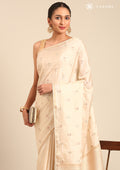 Cream Fancy Embroidery Tussar Saree - Taashi