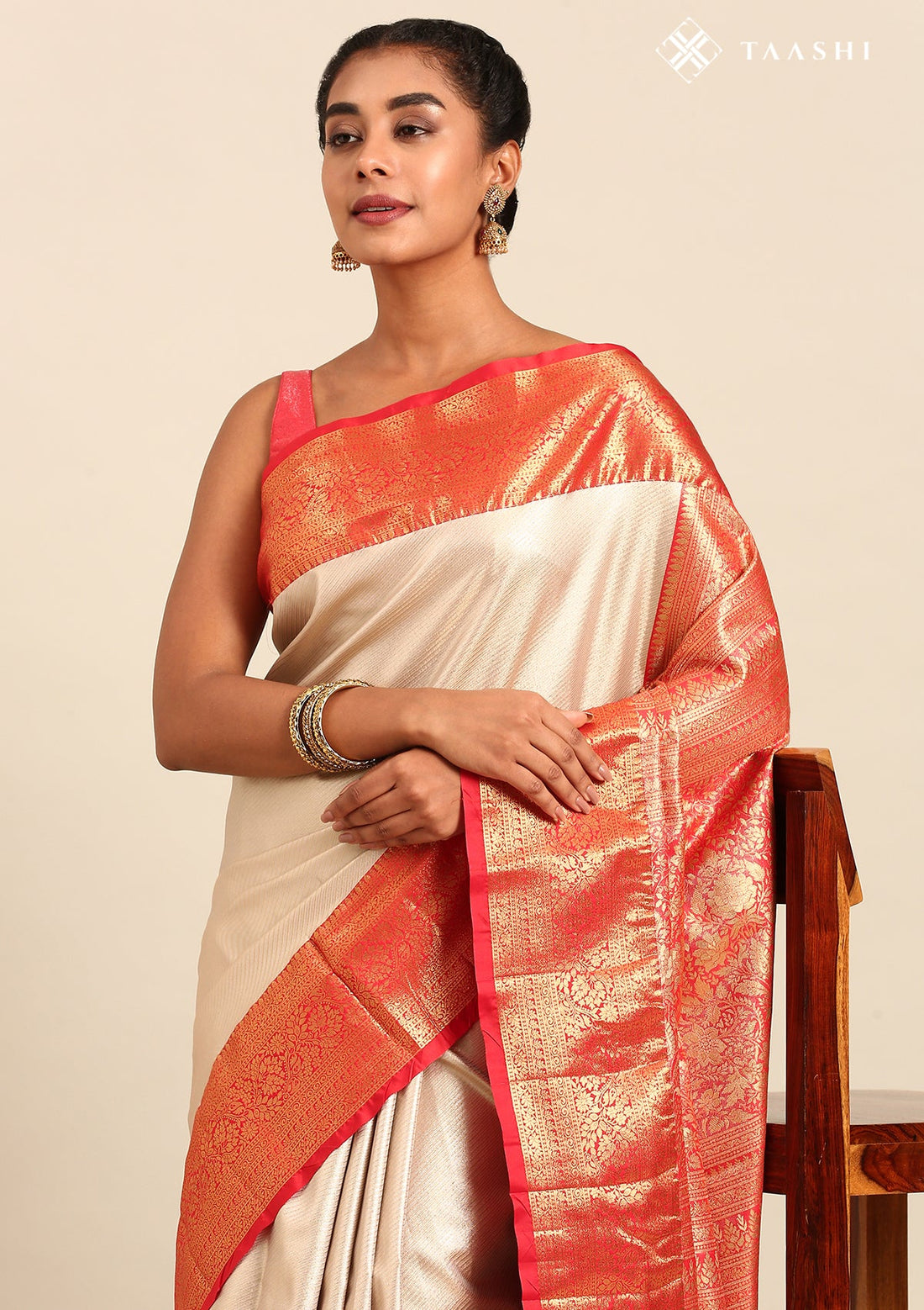 Ivory Silk Korvai Tissue Kanjivaram Weave Saree