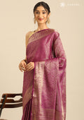 Purple Brocade Crepe Saree - Taashi