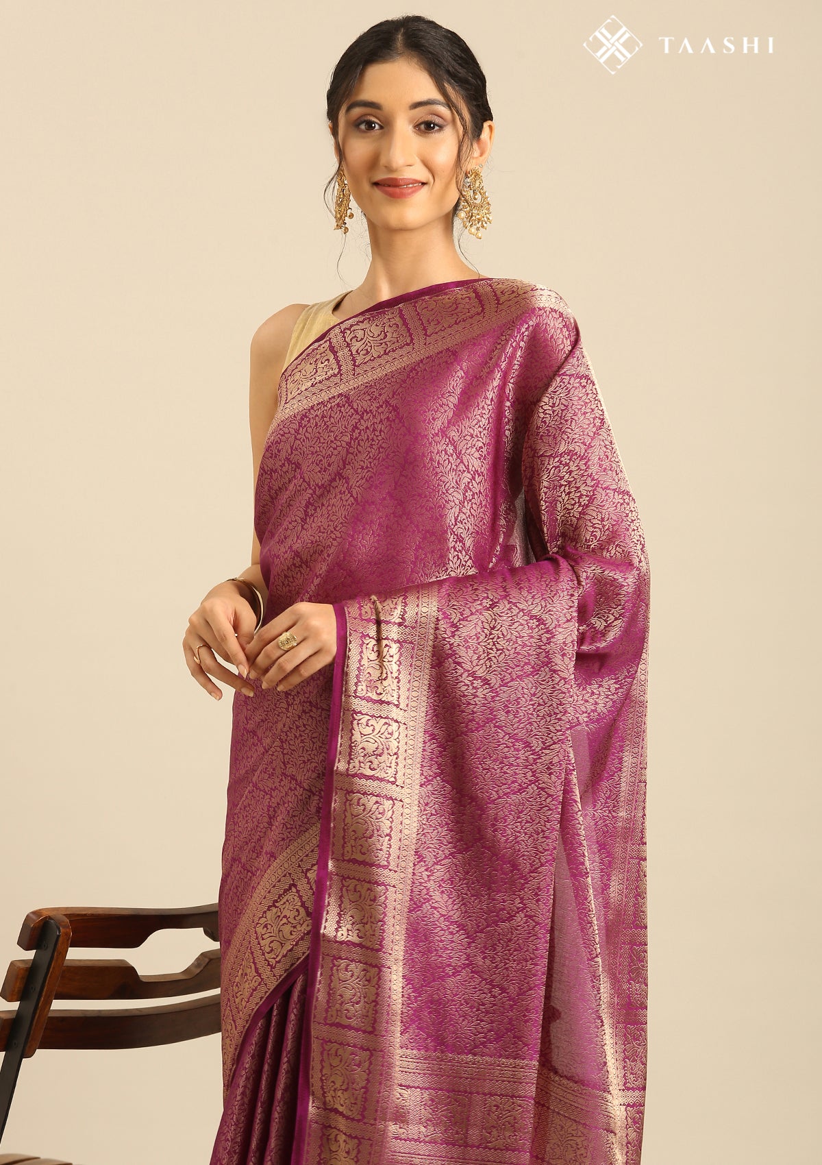 Purple Semi Crepe Saree