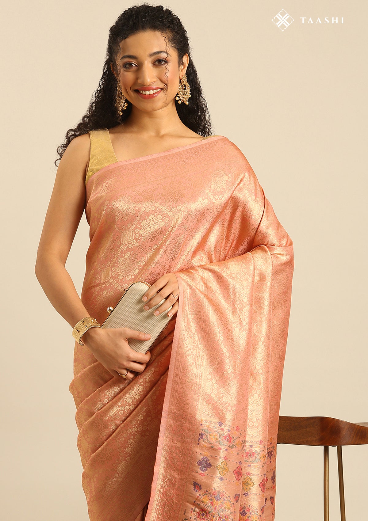 Peach Banarasi Saree - Taashi
