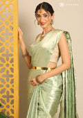Pista Green Jacquard Woven Kanchipuram Saree - Taashi
