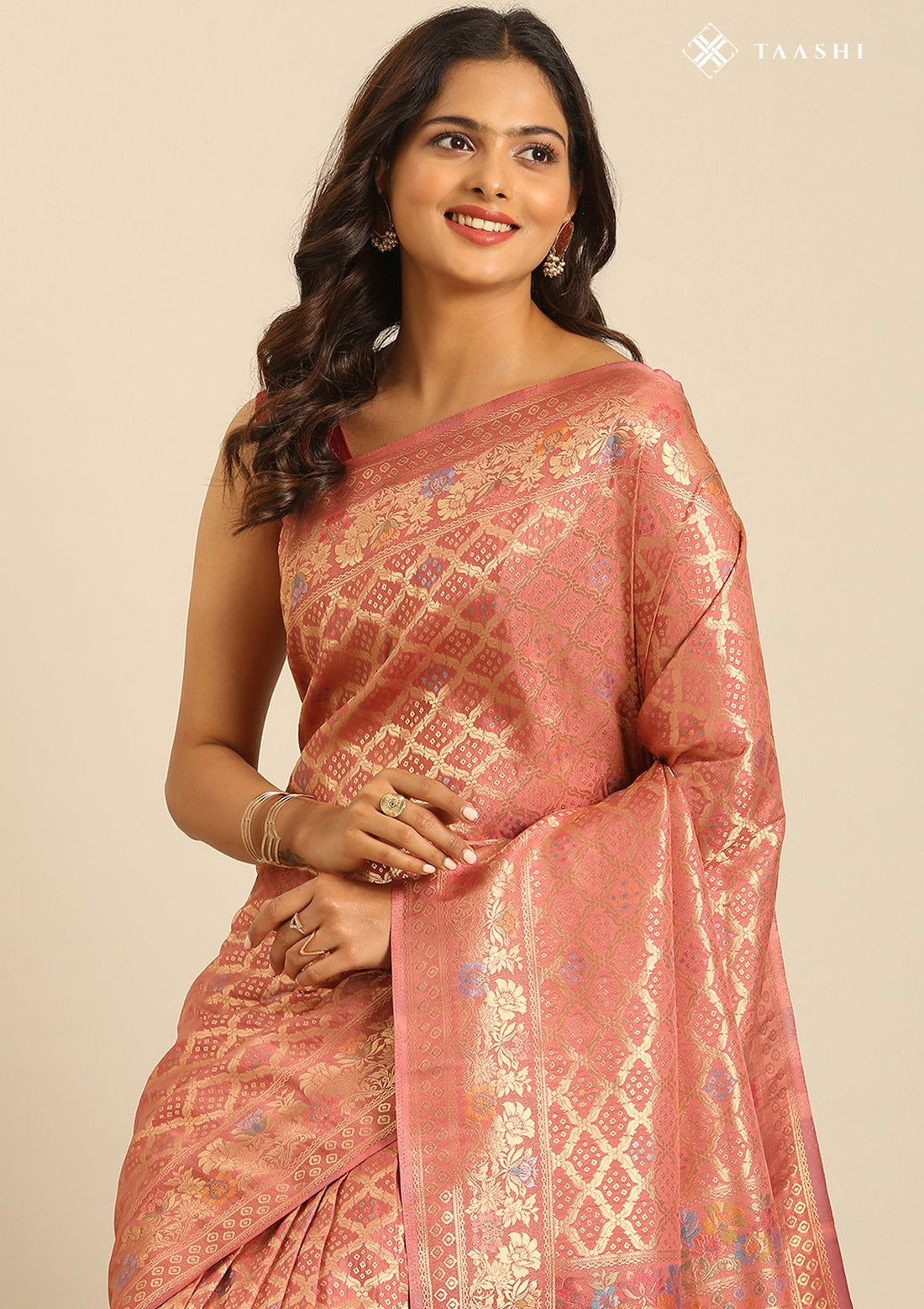 Pastel Dusty Blush Banarasi Silk Weave Saree