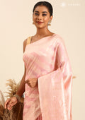 Pastel Pink Traditional Woven Tussar Saree - Taashi