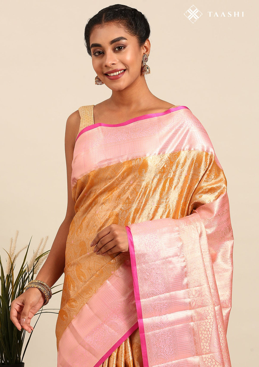 Gold Silk Korvai Tissue Kanjivaram Weave Saree