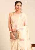 Cream Fancy Embroidery Tussar Saree - Taashi