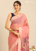Pastel Pink Woven Butta Linen Saree - Taashi