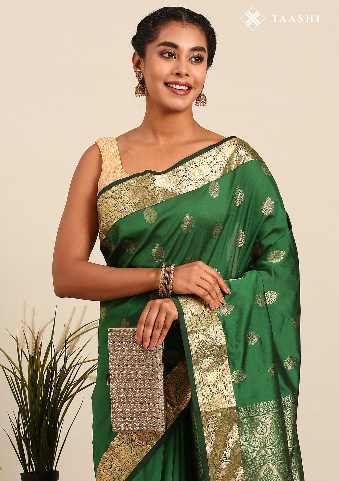 Emerald Green Butta Kanchipuram Saree