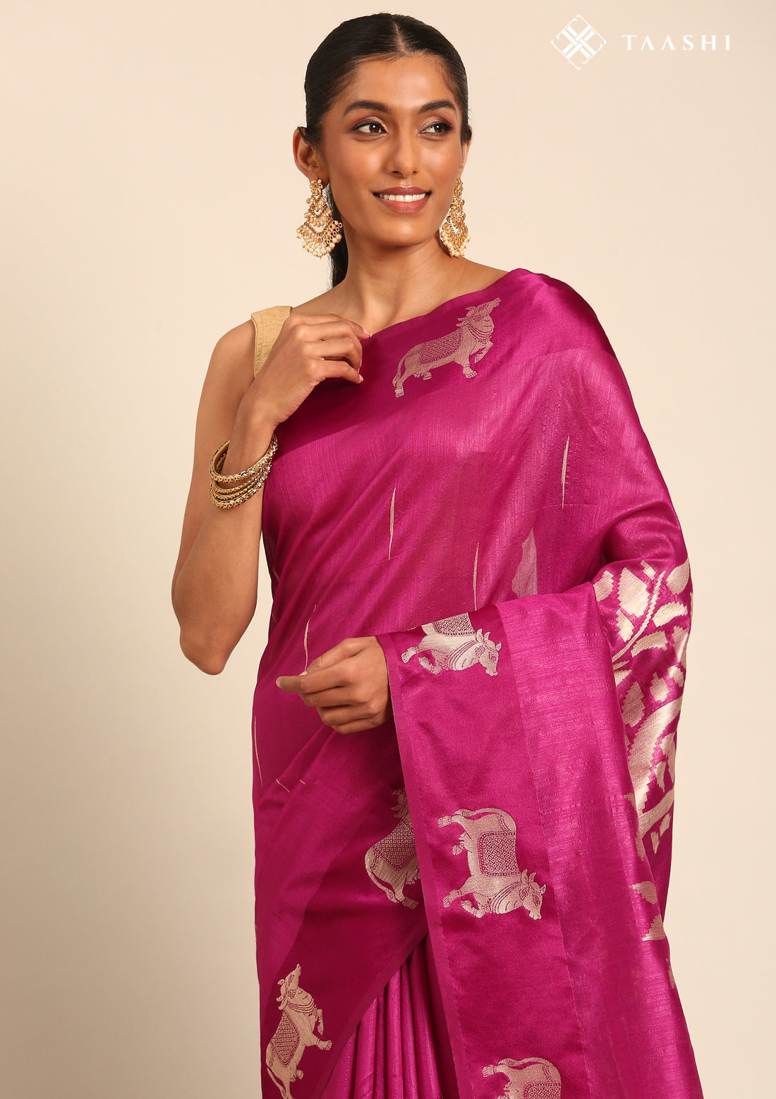 Violet Jacquard Pattern Placement Tussar Saree