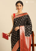 Black Allover Butta Weaving Silk Saree - Taashi