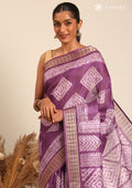 Purple Abstract Printed Tussar Saree - Taashi