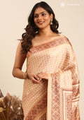 Pastel Brown Butti Printed Art Tussar Matka Silk Saree - Taashi