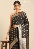 Black Allover Butta Weaving Silk Saree - Taashi