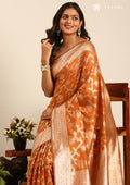 Rust Jaal Woven Tussar Saree - Taashi