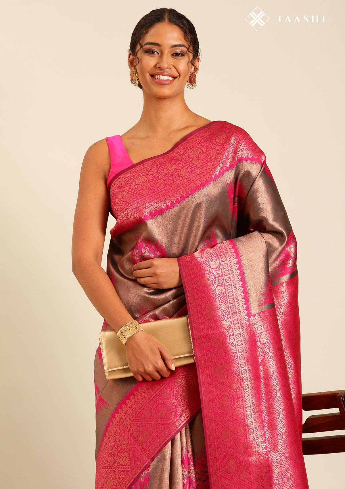 Pink Saree with Floral