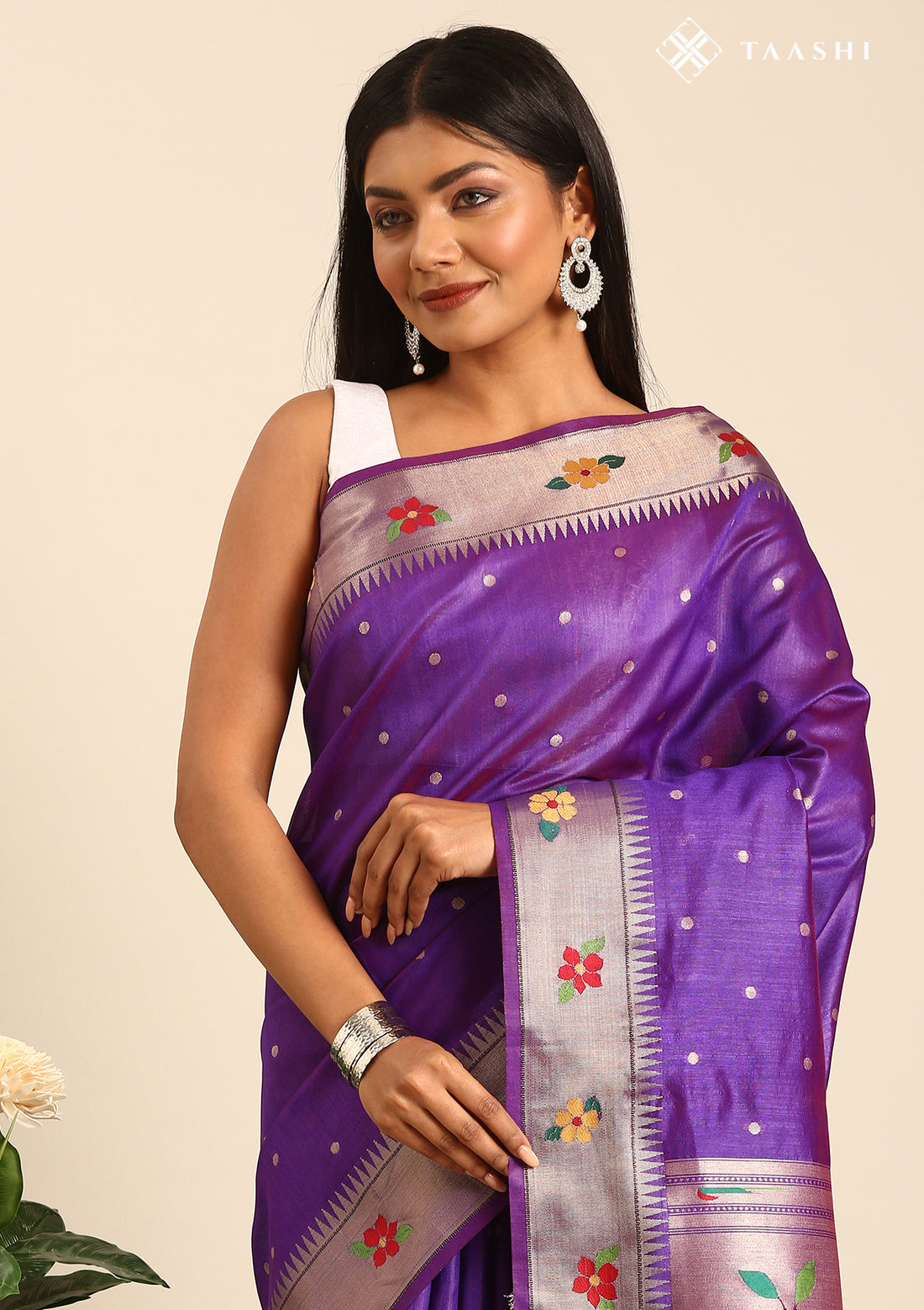 Violet Paithani Pattern Tussar Saree