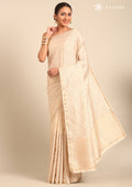 Cream Fancy Embroidery Tussar Saree - Taashi