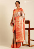 Ombre Green And Bright Red Color Kanchipuram Saree - Taashi