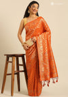 Orange Banarasi Silk Weave Saree