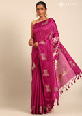 Violet Jacquard Pattern Placement Tussar Saree - Taashi