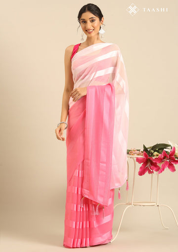 Blush Pink Contemporary Woven Chiffon Saree