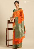 Orange Allover Butta Weaving Silk Saree - Taashi