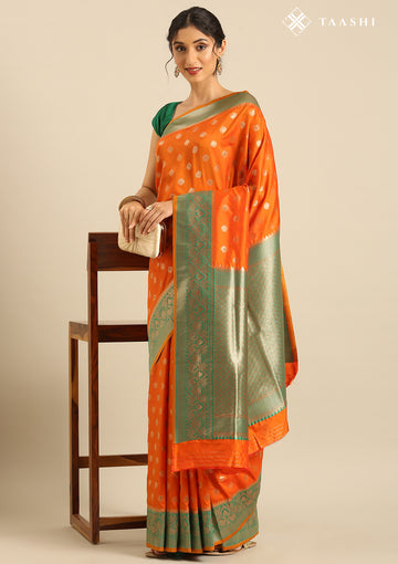 Orange Art Silk Saree
