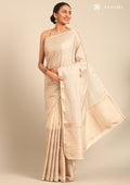 Cream Fancy Embroidery Tussar Saree - Taashi