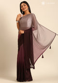 Multicolor Ombre Striped Chiffon Saree - Taashi
