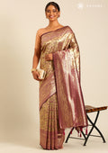 Magenta Tissue Brocade Weaving Silk Saree - Taashi