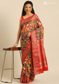 Multicolor Traditional Printed Silk Saree - Taashi