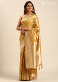 Mustard Jaal Woven Tussar Saree - Taashi