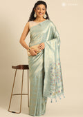 Dusty Blue Banarasi Saree - Taashi