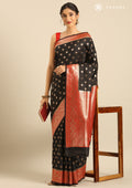 Black Allover Butta Weaving Silk Saree - Taashi