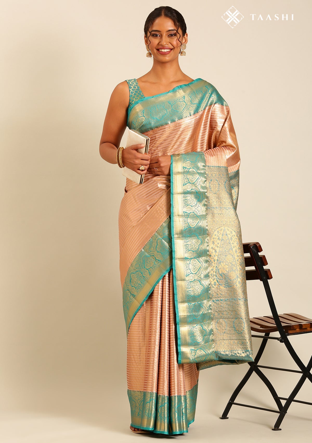Copper Silk Korvai Tissue Kanjivaram Weave Saree