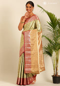 Green And Maroon Kanchipuram Saree - Taashi