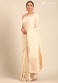 Cream Fancy Embroidery Tussar Saree - Taashi