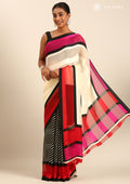 Multicolor Abstract Printed Chiffon Saree - Taashi