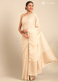 Cream Fancy Embroidery Tussar Saree - Taashi