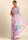 Lavender Floral Printed Georgette Saree - Taashi